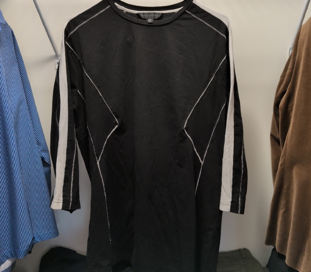 Harrison Wong Hong Kong Street Style Black and White Long Sleeve Shirt